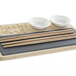 Set 9 peças para Sushi - Bambu e Ardósia Bonito, útil e prático conjunto para Sushi Em Bambu, ardósia e porcelana