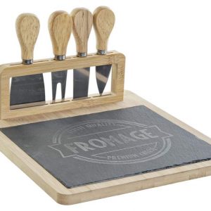 Set 5 Peças - Tábua + 4 Acessórios de Corte Bonito e útil conjunto para queijo ou enchidos Em Bambu