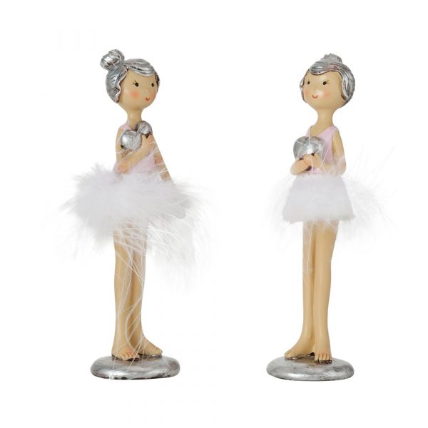 Boneca Bailarina Branco, Rosa e Prata