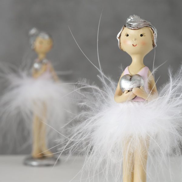 Boneca Bailarina Branco, Rosa e Prata