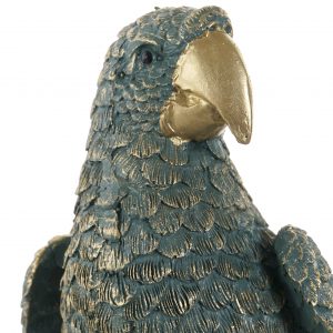 Figura Papagaio Bonita peça decorativa papagaio em verde e dourado Em resina