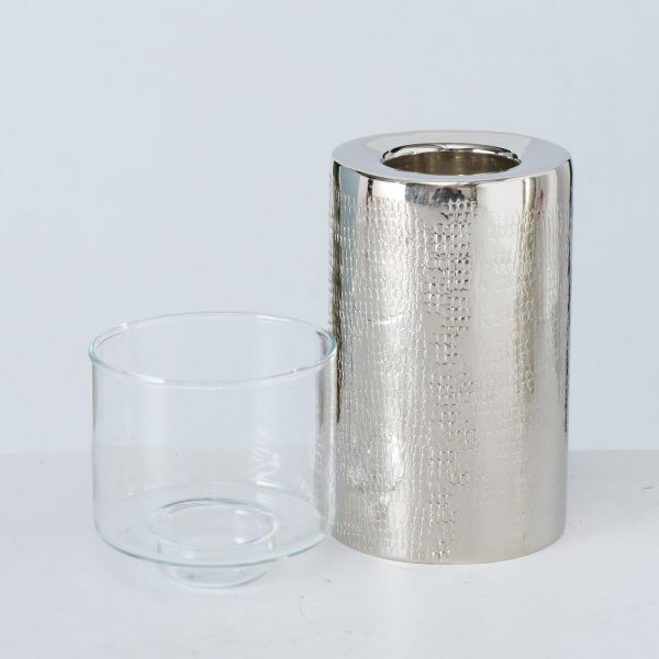 Conjunto de 2 Castiçais - Alumínio e Vidro