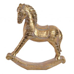 Figura Cavalo em Resina Dourado Bonito Cavalo em Decapé Dourado Em Resina