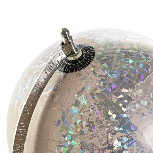 Globo Terrestre em Metal e PVC - Rosa Bonito Globo em cor Rosa e Prateado