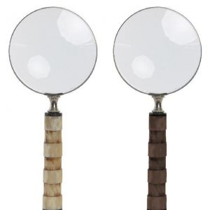 Lupa em Osso e Vidro - Cabo Castanho Bonita Lupa Decorativa em Osso e Vidro Cabo na cor bege