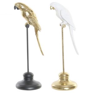 Figura Papagaio em Pedestal - Preto Bonita figura decorativa de pagagaio em pedestal Preto e dourado