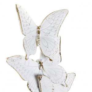 Figura Borboletas Figura em Resina - Borboletas Branco e Dourado