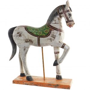 Peça Cavalo em Madeira e Metal Bonito Cavalo em Madeira