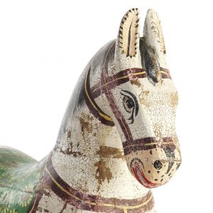 Peça Cavalo em Madeira e Metal Bonito Cavalo em Madeira