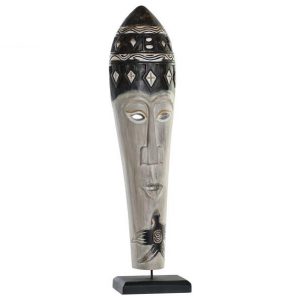 Figura/Estatueta Madeira e Metal - Máscara Bonita Peça decorativa Estatueta