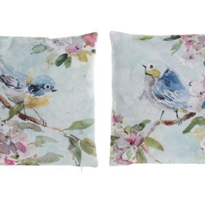 Conjunto de 2 Almofadas Decorativas Conjunto de 2 bonitas almofadas decorativas Imagem pássaros e flores Poliester (inclui enchimento)