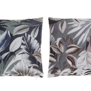 Conjunto de 2 Almofadas Decorativas (folhas- rosa e azul) Conjunto de 2 bonitas almofadas decorativas Imagem folhas (cinza - rosa e azul) Poliester (inclui enchimento)