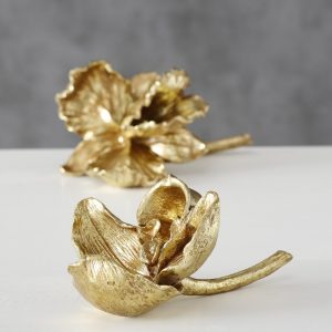 Flor Orquídea Dourada - Mod. Aleatório Bonita flor orquídea decorativa Em poliresina