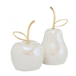 Peça Decorativa Pêra Bonita Peça decorativa em cerâmica e metal dourado