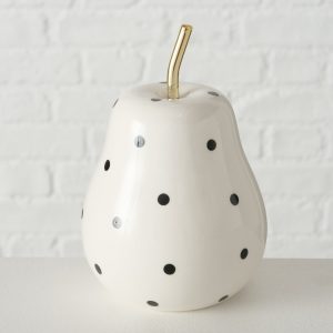 Peça Decorativa Pêra - Pintas Pretas Bonita Peça decorativa em cerâmica e metal dourado
