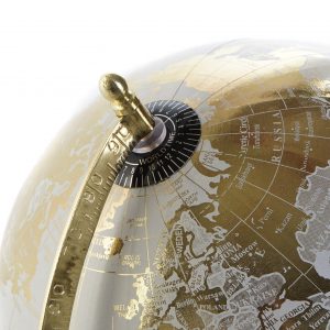 Globo Terrestre com Base em Mármore - Branco e Dourado bonito Globo com Base em Mármore e estrutura em Metal Dourado Branco e Dourado