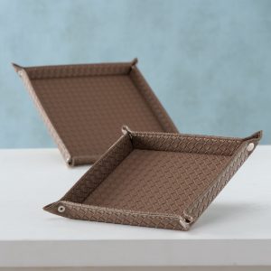 Despeja Bolsos Ecopele - Pequeno Bonito despeja bolsos em ecopele castanha efeito entrançado