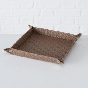 Despeja Bolsos Ecopele - Grande Bonito despeja bolsos em ecopele castanha efeito entrançado