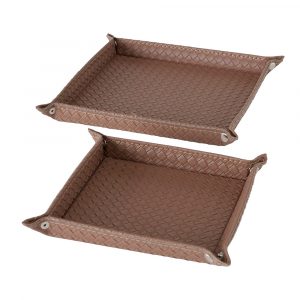 Despeja Bolsos Ecopele - Grande Bonito despeja bolsos em ecopele castanha efeito entrançado