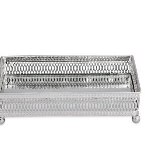 Tabuleiro Retangular com Espelho - Pequeno Bonito tabuleiro em formato retangular com espelho no interior Prateado