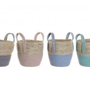 Cesta Algodão e Fibra com Asas – Verde Aqua Bonita Cesta com Asas Cor: Verde Aqua