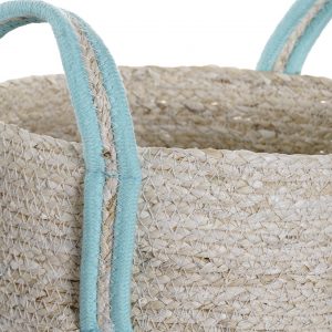 Cesta Algodão e Fibra com Asas – Verde Aqua Bonita Cesta com Asas Cor: Verde Aqua