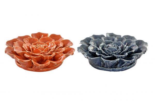 Flor Decorativa em Cerâmica – Laranja
