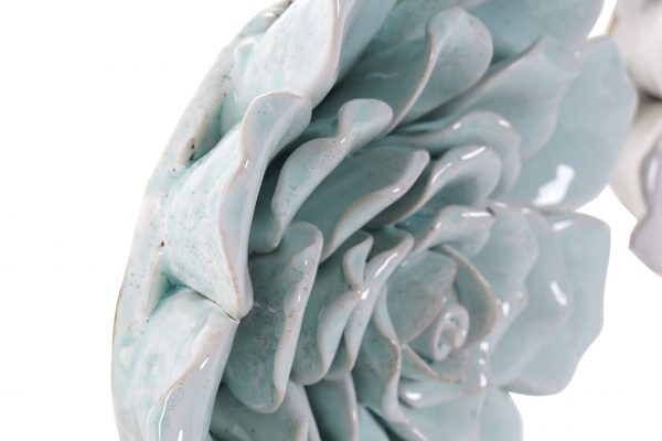Flor Decorativa em Cerâmica – Azul Claro (Redonda)