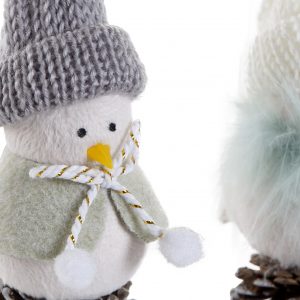 Pendente Boneco Neve Pinha – Chapéu Branco Bonito enfeite para Árvore de Natal Boneco de Neve com Pinha Natural
