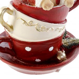 Peça Decorativa Cão em Chávena Bonita Peça Decorativa de Natal em Resina Cão em Chávena Modelo Aleatório