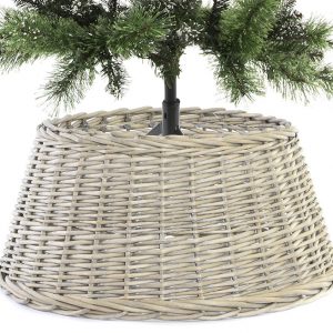 Base para Árvore de Natal – Natural (57X57X28) Bonita Base em Vime Natural