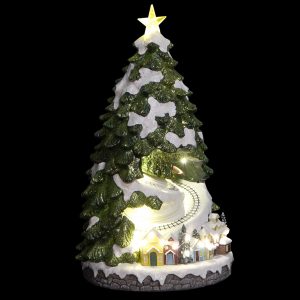 Árvore LED com música e movimento Bonita peça que além de er decorativa tem lux led + música + moviemnto com comboio Em resina
