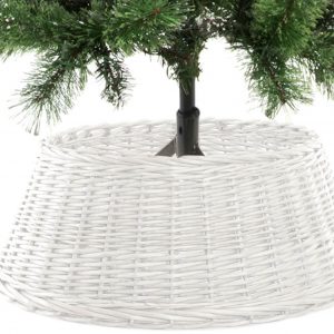 Base para Árvore de Natal – Branca (70X70X28) Bonita Base em Vime Natural Branco