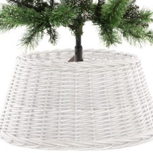Base para Árvore de Natal – Branca (57X57X28) Bonita Base em Vime Natural Branco