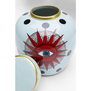 Pote com Tampa Olho Mágico Bonito e distinto pote com tampa em porcelana Pintura Olho Mágico