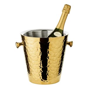 Conjunto para Champagnhe (Pé + Balde) - Gold Bonito conjunto para bebidas em Aço Inoxidável Polido na Cor Dourado Composto por Pé/Suporte + Balde