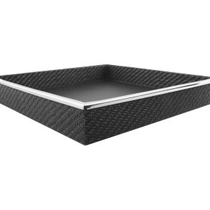 Tabuleiro em Ecopele – 42X42 Bonito tabuleiro em eco-pele preta 42X42 cms