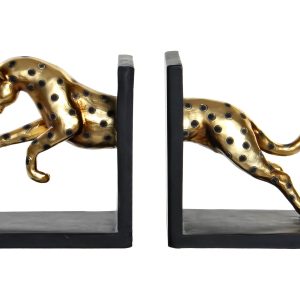 Conjunto 2 Suportes Livros – Modelo Leopardo Bonito conjunto de 2 suportes pata livros Modelo leopardo preto e dourado