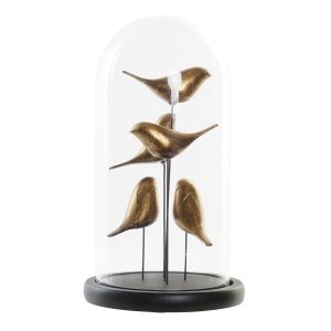 Campânula Vidro Pássaros Bonita e distinta peça decorativa Campanula em vidro com pássaros em resina