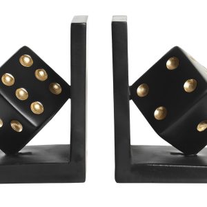 Conjunto 2 Suportes Livros - Modelo Dados (Preto) Bonito conjunto de 2 suportes para livros em resina Preto e Dourado