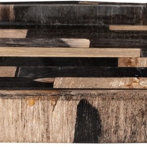 Bandeja/Tabuleiro em Madeira Petrificada Bonita bandeja em madeira petrificada com cerca de 6 milhões de anos e pé em ferro preto. Madeira petrificada é um material natural. Portanto, podem ocorrer variações de cor e estrutura. A madeira petrificada é o resultado de uma árvore que foi completamente transitada para a pedra pelo processo de per mineralização. Todos os materiais orgânicos (isto é, madeira) foram substituídos por minerais (na sua maioria um silicato, como quartzo), mantendo ao mesmo tempo a estrutura original do tecido do caule. Portanto, a madeira petrificada é uma representação tridimensional do material orgânico original. O processo de petrificação ocorre no subsolo, quando a madeira fica enterrada sob sedimento e é inicialmente preservada devido à falta de oxigénio que inibe a decomposição aeróbia. Água mineral-carregada que flui através dos sedimentos deposita minerais nas células da planta; à medida que a lignina e a celulose se degradam, forma-se um molde de pedra no seu lugar. A madeira petrificada tem entre 6 a 20 milhões de anos.