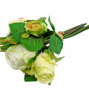 Ramo de Rosas Artificiais - Branco e Verde Bonito ramo de rosas artificiais Toque e aspeto natural