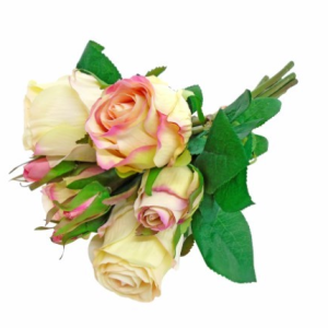 Ramo de Rosas Artificiais – Branco e Rosa Bonito ramo de rosas artificiais Toque e aspeto natural