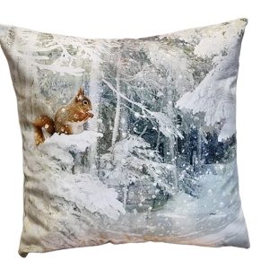 Almofada Natal - Esquilo Bonita almofada de Natal em tecido Imagem Impressa Costa em tecido liso