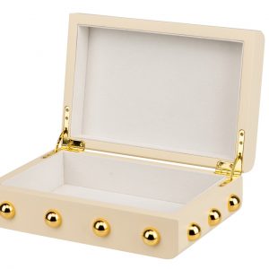 Caixa MDF e metal Dourado Bonita caixa em MDF lacada a bege com aplicações em metal dourado
