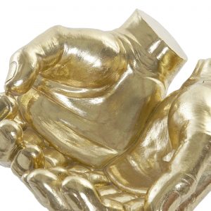 Centro Mesa/Despeja Bolsos - Mãos Douradas Bonita peça em formato de mãos douradas Poderá servir de bandeja despeja bolsos, centro de mesa, cesto de toalhas de rosto, etc