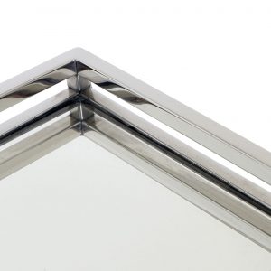 Bandeja Metal Prateada - Quadrada Bonita Bandeja em Aço Prateada Fundo em espelho