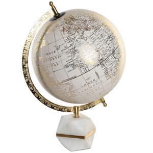 Globo Terrestre PVC Mármore - Branco/Dourado Bonito e elegante globo terrestre com base em mármore