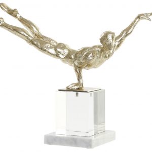 Figura Decorativa Ginasta - Vidro e Resina Bonita e original peça decorativa Base em Vidro, escultura em resina dourada