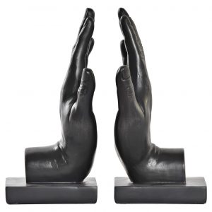 Suporte Livros - Mãos Antracite (Conj. 2) Bonito e original conjunto de 2 suportes de livros em resina